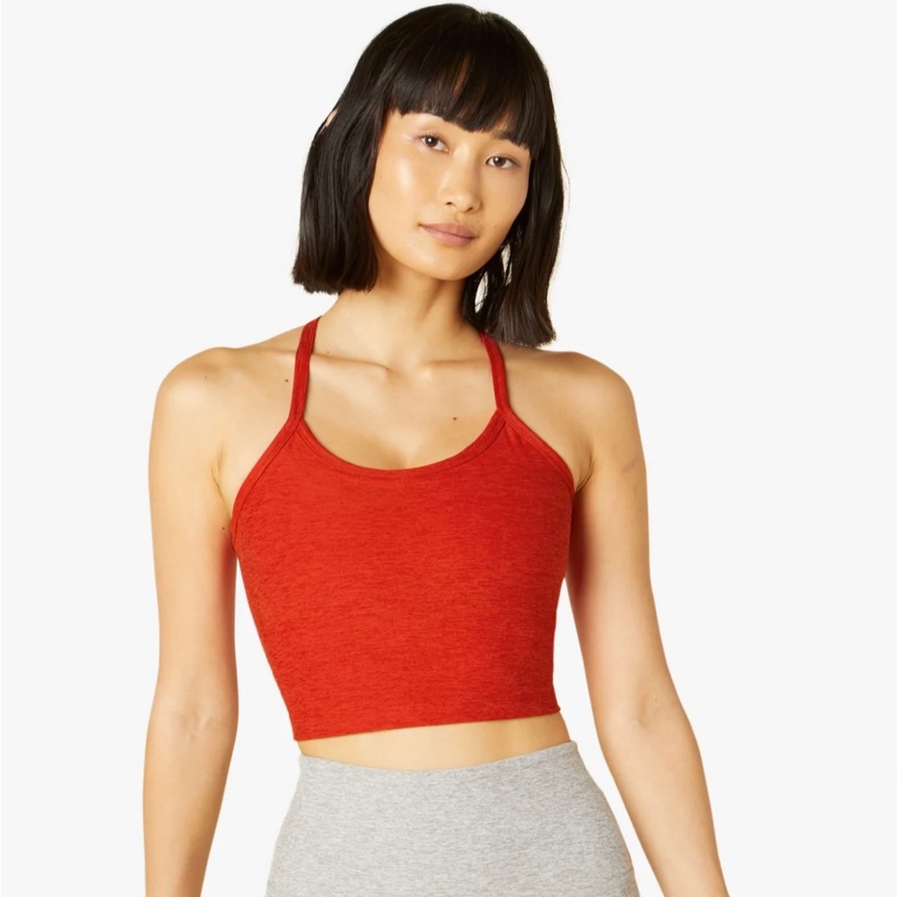 Beyond Yoga Spacedye Slim Racerback Cropped Tank in Red-Hot Siren